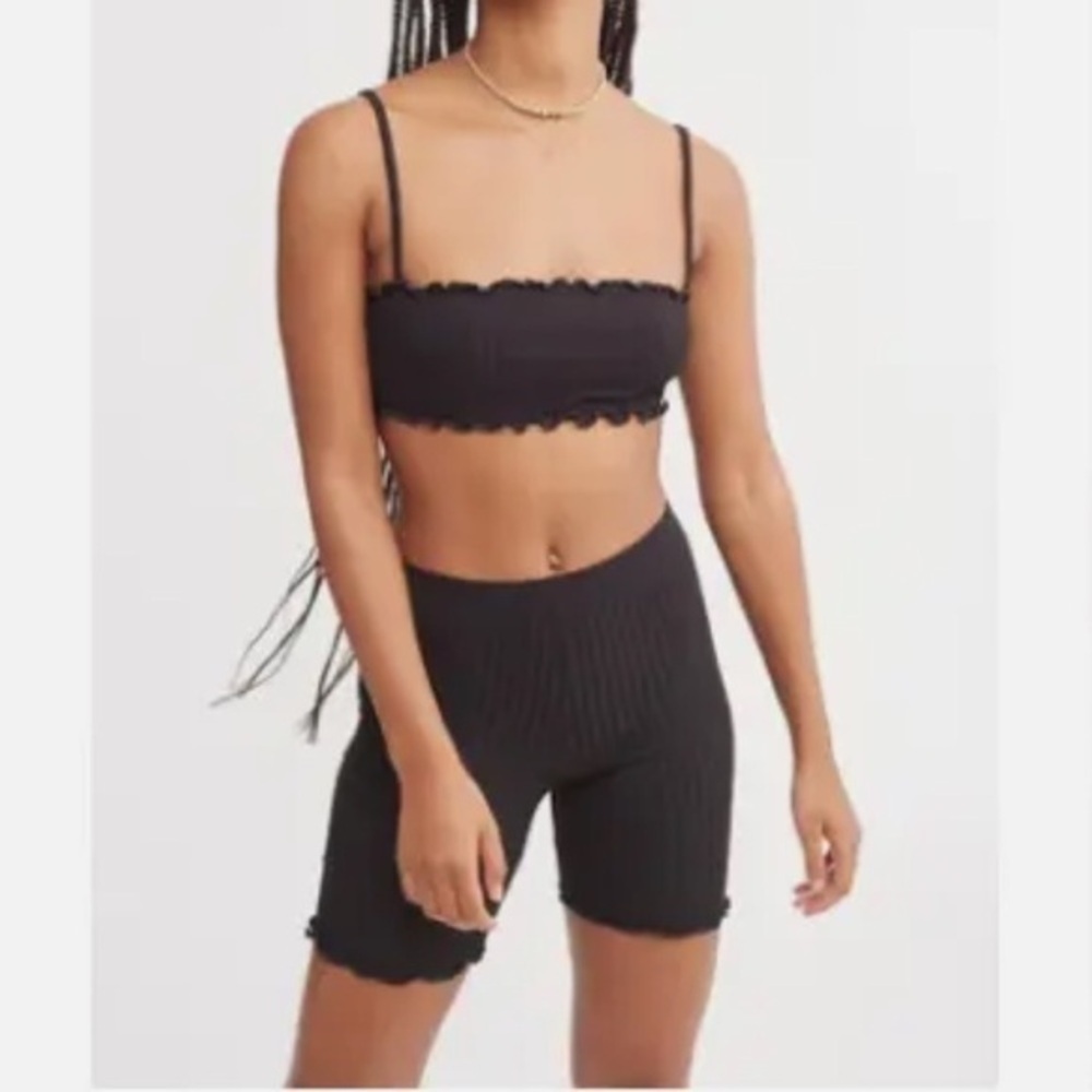 NWT Tropic Of C Movement Adagio Biker Shorts & Bralette Set Black Size XS